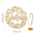 Halloween wooden pumpkin wreath hanging sign with hello pumpkin text and twine rope decor. - Pumpkin Hello Style (Model I) / 1 Piece/Pack (With Rope)