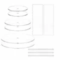 Transparente Acryl Kuchenschaber Set mit runden Scheiben und Kantenglätter zum Backen. - Scheibenstil / 11-teiliges Set