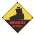 Vintage metal tin sign beware of dog warning plaque for outdoor garden yard wall decor sign - 7313