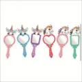 Kinder DIY Holz Einhorn Handspiegel Set, süßer Prinzessin Make-up Spiegel mit bunten Steinen. - 6 Einhörner mit Spiegel
