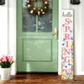 Panneau de porche vertical en bois de printemps avec imprimé tulipe et papillon. - Lot de 3 / Tulipe Printemps (Style 3)