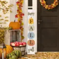 Panneau de porche vertical en bois pour décor de ferme d'automne, plaque de bienvenue extérieure. - Lot de 3 / Citrouille Automne Bienvenue 2 (Style 14)