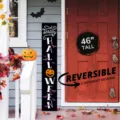 Panneau de porche d'Halloween vertical en bois avec motifs de citrouille pour la porte. - Lot de 3 / Citrouille Chauve-souris Halloween (Style 17)