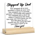 Plaque acrylique belle-papa avec socle en bois cadeau fete des peres decoration. - 10x10x0.3cm / Design No.24