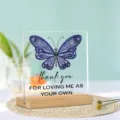 Plaque de Bureau en Acrylique Design Papillon avec Socle en Bois Décoration Cadeau - Style 105