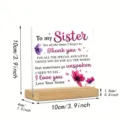 Plaque en acrylique carrée avec socle en bois, cadeau déco de bureau touchant pour sœur. - Style 62