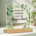 Plaque de bureau en acrylique avec socle en bois, citation motivante, decoration carree. - 10x10x0.3cm / Style 85