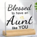 Plaque en acrylique pour tante avec socle en bois, citation chaleureuse décoration. - Style 41