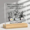 Plaque de bureau en acrylique transparent avec socle en bois et citation inspirante. - 58 / 10*10*0.3（单个亚克力片）