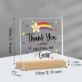 Plaque en acrylique avec base en bois, cadeau merci déco de bureau, panneau carré. - Style 74