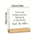 Plaque acrylique carrée avec base en bois, citation inspirante décoration de bureau, 10x10cm. - Style 44