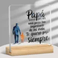 Plaque en acrylique personnalisée avec socle en bois, cadeau déco de bureau papa. - 10x10x0.3cm / Style 87