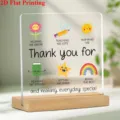Square acrylic desk plaque with solid wooden base for appreciation gift and office decor. - Style 101