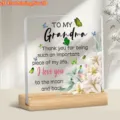Plaque en acrylique carree avec socle en bois, cadeau personnalise pour grand-mere. - 67 / 10*10*0.3（单个亚克力片）
