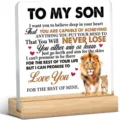 Plaque de bureau carree en acrylique avec socle en bois cadeau inspirant pour fils - 28 / 10*10*0.3（单个亚克力片）