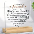 Plaque de bureau en acrylique avec socle en bois citation d'amitié touchante idée cadeau. - 10x10x0.3cm / Style 75