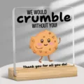 Plaque de bureau en acrylique transparent avec socle en bois, design biscuit et citation - 140 / 10*10*0.3（单个亚克力片）