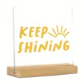 Plaque en acrylique transparent avec socle en bois, décoration KEEP SHINING inspirante. - 96 / 10*10*0.3（单个亚克力片）