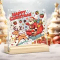 Plaque en Acrylique de Noël avec Base en Bois Décoration de Bureau Ornement de Fête - 59 / 10*10*0.3（单个亚克力片）