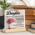 Plaque en acrylique avec socle en bois, citation fille personnalisée décoration de bureau. - Style 132