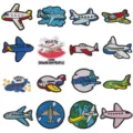 Cute cartoon airplane embroidered patches for clothes, bags, shoes, and DIY sewing accessories. - DW9205 Heat Seal Glue Set of 16