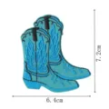 Closeup detail of blue cowboy boot embroidered patch with precise stitching and size. - Blue Cowboy Boots (DW9811-20)