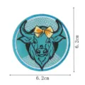 Cute blue bull embroidered patch with yellow bow, iron-on clothing accessory badge for DIY jeans. - Bull Style (DW9811-21)