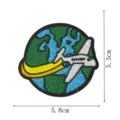Round earth airplane embroidered patch clothing decoration iron on DIY applique badge - DW9205-1 Heat Seal Glue
