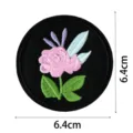 Round embroidered floral patch for clothing decoration, durable fabric badge measuring 6.4cm. - DW9082-3