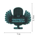 Embroidered microphone wings patch, cool music motif sew on applique for clothing jacket DIY crafts. - Winged Microphone (DW9811-26)
