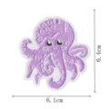 Detailed view of cute purple octopus embroidered patch showing precise size measurements. - Octopus (DW9204-10)