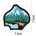 Mountain landscape embroidered patch for clothing, detailed stitching design measuring 7.5x7.3cm. - DW9082-9