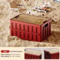 Outdoor folding camping storage box with wooden lid for car trunk and picnic gear organization. - Large (42x28x22cm) / China Red