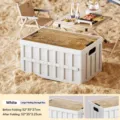 Outdoor folding storage box with wood lid, large capacity camping container for car trunk. - Large (42x28x22cm) / Matte White