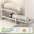 Stainless steel pull-out dish drying rack for kitchen cabinet, double layer bowl storage organizer. - Double Layer Basic Dish Drying Rack