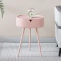 Nordic minimalist round coffee table, pink bedside side table for living room bedroom - Sakura Pink