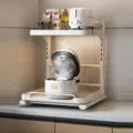 Multi-tier pull-out kitchen storage rack, cream white countertop organizer for appliances. - 40cm Pull-Out Style / Cream White