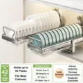 Stainless steel pull-out dish rack, kitchen cabinet double layer organizer shelf storage. - Single Layer Combo Large Dish Drying Rack