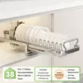 Stainless steel pull out dish drying rack for kitchen cabinet sliding organizer 38cm - Single Layer Basic Dish Rack