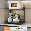 Kitchen multi-functional storage rack for microwave, rice cooker and oven shelf black 53cm - 53cm Pull-Out Style / Elegant Black