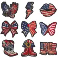 US flag embroidered patches detail view, showing exquisite stitching, star and stripe patterns. - 9-Piece Set