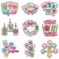 Toppe ricamate fiori Mahjong termoadesive DIY decorative per riparazione vestiti distintivi - Set di Nove Pezzi (DW9814D一套9个)