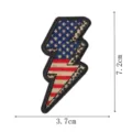 Close-up detail of US flag lightning patch, embroidered iron-on badge, size 7.2x3.7cm. - Flash