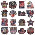 USA patriotic embroidered patches set, featuring eagle and American flag designs for DIY use. - Full Set Mixed Style (DW9812C) / 16 Pieces