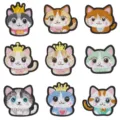 Joli ensemble de patches brodés chat dessin animé bricolage thermocollant vêtements sacs - Écussons Brodés Chat Cartoon(DW9288 Lot de 9)