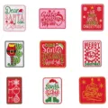 Vintage Christmas embroidered patches set, cute Santa Claus and holiday motifs for DIY apparel. - Nine Pieces Set Style (DW9813A)