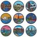 Set of 9 world landmark embroidered patches for clothing DIY repair and decoration badges. - Set of 9