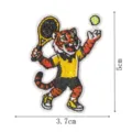 Detailed view of cute tiger tennis sports embroidery iron on cloth patch with clear stitching. - Tennis Tiger (9277-3)