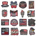 USA 250th Anniversary embroidered patches set, patriotic theme DIY iron-on appliques. - Set of 16