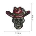 Écusson brodé tête de mort chapeau de cowboy pour vêtements, badge à coudre DIY, style gothique. - Style 1 (Colle Thermocollante)